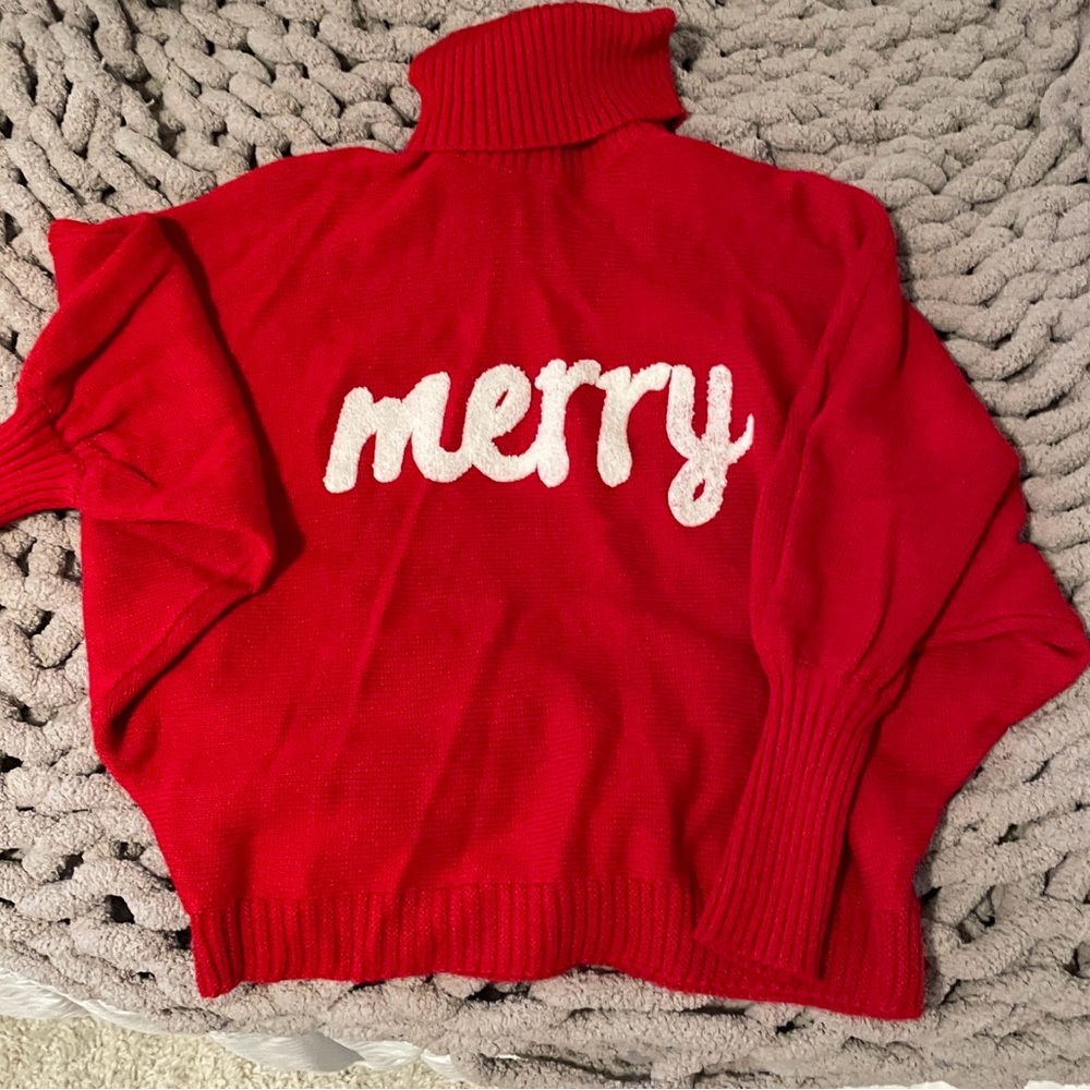 Red 'Merry' Turtleneck Sweater